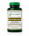 绿色有机补充物(Pack-1) 维生素B12 & Folic Acid, 1000mcg, 90 VCaps, Hand Made, Vegan, Non-GMO, 支持神经系统的功能, 以及皮肤, 头发和肝脏的完整性