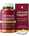 1 Body Adrenal Support Supplement – Ashwagandha Adrenal Complex for Stress, Energy & Mood – Adaptogens with Rhodiola, Eleuthero & B Vitamins – Adrenal Fatigue Support – 60 Vegan Capsules