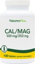Natures Plus Cal/Mag - 180 蔬菜片 - 500 mg 钙,250 mg 镁 - 支持能源生产与整体福祉 - 180 服务
