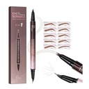 2-in-1 曲线眉笔和Eyeliner 带有 10Pcs 眉笔Stencils, 微裂眉笔和 4Fork-Tip 和 Curved 精度提示, 女性防水和延时眉笔, 软棕