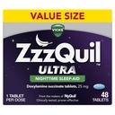 ZzzQuil ULTRA、睡眠援助、多西拉明 Succinate 25mg、成人睡眠援助、夜间睡眠援助、48块药片