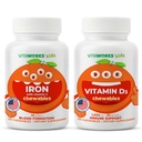 儿童 铁 10 mg + 维生素 C  Chewables + 维生素 D3 1000 IU Chewables Bundle