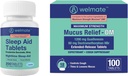 WELMATE Cold & Flus Nighttime Relief Bundle: Mucus Relief DM 1200mg Guaifenesin & 60mg DXM (100 Ct) 用于咳嗽和摄入救济+多西拉明 Succinate 25mg睡眠援助(200平板)