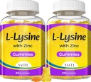 L Lysine Gummys 1000mg with Zinc - 支持皮肤, Lip, Vegan, Gluten Free, 60 成人可携带L-Lysine, 维生素组织健康与免疫系统, 氨基酸和复合补充物, 非GMO(2Pack)