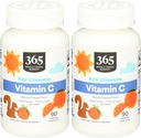 365 由全食品市场,儿童基本必需品 Chewable Vitamin C, 90 Counter (Pack of 2).