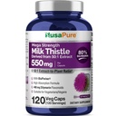 NusaPure Milk Thetle 50:1 提取物,550 毫克等效于 27,500 mg 120 Veggie Capsules Non-GMO, Vegan Max 强度 - 标准化 80% Silymarin, Bioperine