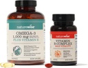 NatureWise 1000mg Omega 3 600mg EPA 400mg DHA 配有维生素E 180ct和维生素B 细胞能60软胶复合体[2-Month]