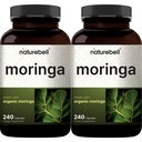 Nature Bell Pure Moringa Capsules 8,000mg Pervice (2 Pack) 使用莫林加粉剂有机制造,480 Capsules – Green Superfood, Skin Health, & Immune Support – 非GMO, Gluten Free, 8个月供应