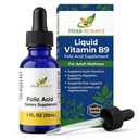 液体维生素B9 叶酸补充剂 - 用于大脑和消化功能的VIT B Drops, 肝脏支持 - 不含葡萄糖,非GMO, Vegan - 成人营养补充剂 - 1 f. oz.