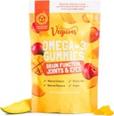 无鱼Omega-3 Gummys - 60 奥兰治食用藻类Omega-3(DHA)和维生素E 儿童与成年人补充 - Vegan & 蔬菜友好