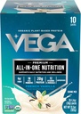 Vega On-in-One Vegan蛋白粉,法国香草 - 超级食品原料,维他命支持,Keto友好, Pea Protein for Men & Men, 13.5 oz (Package May Vary)