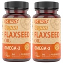DEVA 有机维冈维生素 Flax种子油 - 富含Omega-3,冷椒和无精油 - 90 Capsules, 2-Pack