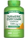 Nature's Truth Turmeric Curcumin Complex | 1500mg | 200 Capsules | 与黑胡椒  Extract  Extract | | 非 GMO & Gluten 免费补编