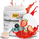 ColonBroom Psyllium Husk粉(草莓) - Colon Cleanse for Bloating Relief & Gut Health - Colon Broom Fiber粉饮 - Vegan,Gluten Free,非GMO Fiber粉补充品,60种服务