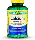 Spring-Valley Calcium 补充-Calcium 600毫克,加维生素d3,用于加强骨骼健康-250片