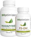 BiOptimers - P3-OM和MassZymes Bundle - Premium 消化酶和男女配方生素 - 医生配方(250 MassZymes Capsules,120 P3-OM Capsules)