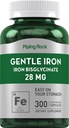 管道石铁比斯利化 28 mg → 300 capsules → Gentle 铁辅助 → Non-GMO & Gluten Free