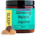 Melatonin 成人免费自然睡眠援助 NO Melatonin Jujube & Reishi 蘑菇的草药混合剂 - 深眠补充剂和放松剂 zzz, 60 Vegan Gummys