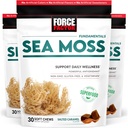 FORCE FACTOR Sea Moss Soft Chews,支持豁免,文摘,和心脏健康,爱尔兰海Moss超级食品和抗氧化剂补充,Non-GMO,Gluten-Free,Salted Caramel Flavor,90 Soft Chews,3-Pack