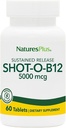 Natures Plus Shot-O-B12 (Methylcobalamin), 持续释放 - 5000 mcg, 60 蔬菜片 - 高潜力,快速代理 B12 补充 - 记忆与能量促进器 - 格鲁滕-无 - 60 服务