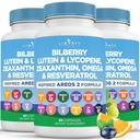 配有Bilberry、Lutein & Zeaxanthin、Lycopene、Resveratrol、葡萄种子提取法拉士种子Astaxanthin-AREDS 2-180 Capsules的眼部健康维生素