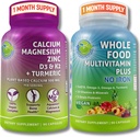 Suppments STUDIO Daily Immune, Bone & Energy Supports Duo for Men & Women – Vegan 全食品 多维他命 不含铁和植物基镁与D3, K2 & Turmeric – Vegan, Non-GMO
