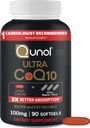 Qunol Ultra CoQ10 100mg Softgels - 3x更好的吸附,抗氧化剂用于心脏健康和能源生产,Coenzyme Q10维生素和补充,3个月供应,90个计数