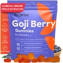 复制Goji Berry超级食品Gummys-全自然抗氧化剂,消化,240毫克全有可能,低Sugar,Vegan,45蓝莓火焰Gummys