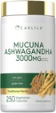 卡莱尔·穆库纳(Carlyle Mucuna)与阿斯瓦甘达(Ashwagandha) | 30000mg | 250 Capsules | Mucuna Pruriens Supplement |  Ve Vegetarian, Non-GMO, Gluten Free (英语).