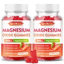 2 Pack Magnesium Oxide Gummys 400mg, Chewable Magnesium Oxide 成人与儿童补充,Nerve与肌肉支持,Non-GMO,无糖,草莓火焰,120 Counter