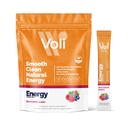 Voli Energy Drinking Mix Packets 天然预研粉,配有绿色茶咖啡因和B维生素,氨基酸和电解剂,用于持续聚焦,水分和清洁能源 QQ 天然预研粉,无添加糖,15-Count