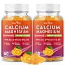 2 Pack Calcium Gummys 1000mg 配有维生素D3 K2 & B Complex,钾,镁锌酸钙 Gummys 配有骨,肌肉,Mood和豁免 - 橙色Flavor 120 Gummys