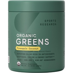 有机绿色超食品粉 W/Spirulina, 氯菌, 适应原体, 酶, Probiotics & 8 VIT Bs for Gut & Mood Support* - Vegan, 无糖和低卡菠萝椰30 服务