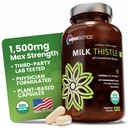 OmniBiotics 有机牛奶硝酸盐补充剂 – 1500mg – 4X 集中提取与Silymarin – 高概率肝脏解毒和支持 – 120 Vegan Capsules