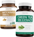Nattokinase & Green Tea (2-Month Supplement) 绿色生命力靴 - Nattokinase 2000 FU 强力天然发酵大豆 - 120 Caps & Green Tea 提取 98% 与 EGCG (Non-GMO) 天然代谢靴子