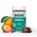 BeLive Synbiotics - Probiotic & Prebiotic Fiber Gummys - 高强度胰岛素(3g),饮食纤维补充,对孩子和成年人的消化支持 - 草莓,柠檬,蓝莓火焰(60Ct)