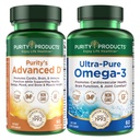 纯度产品KIT - 坎内尔博士的高级D + Omega-3 高级D的超纯度鱼油被装入维生素D,维生素K2,锌,甘化镁Citrate,Boron和陶里纳.