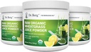 Berg博士的原麦草汁粉(60种服务) - USDA认证有机麦草粉(W/Chlorophyll, Trace Minerals & Natural Enzymes) - 超集中 - Lemon Flavor w/Stevia 3 Pack