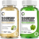 2 Pack Soursop Graviola Gummys, Soursop Leaf 提取 Flavor & 认证 Soursop 水果提取 Flavor,用于细胞支持和再生,豁免,活体,Zzz & 抗氧化剂 - Gluten Free, Vegan