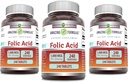 神奇的方程式 Folic Acid 1000 mcg(1mg) 平板药 补充 |维生素 B9 | Non-GMO | Gluten Free | |  USA  USA(240 counter | 3 pack) 美国制造 | | 3 pack)
