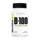 NutraBio B-100, B 维生素复合体, 免疫系统支持, 健康发型, 皮肤, 钉子, 90 蔬菜盖
