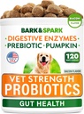 BARK&SPARK 兽力狗 Probiotics Chews - 毒气,痢疾,过敏,便秘,上位胃解药,配有消化酶+南瓜+先天生素 - 化学纤维补充剂 - 100ct - 培根