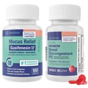 WELMATE 呼吸救济包:最大强度Guaifenesin 1200 Mg Mucus Relief(100 Bi-Layer 片) + Phenylephrine HCl 10 mg Nasal Decongestant PE(200 片) 阴性,冷和过敏性支持
