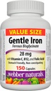 Webber Naturals Gentle Iron 补充维生素C,B12和叶酸,28 mg,150 Capsules, 方便胃,非便秘,帮助预防缺铁性贫血