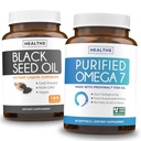 Omega 7 Softgels & 黑籽油(3-月供应) Omega Glow Blend Bundle - Pufied Omega-7 Softgels (90 Softgels) 普罗维纳秘鲁安乔维和黑籽油(180 Capsules) 冷铺油