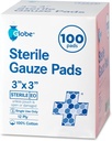 环球3'x 3'' 高级Sterile Gauze Pads, 100-Pack 个人包装 - 12 Ply Congond for hound Care Dreaming, 高度吸附剂的带子用于家用和紧急使用 - 旅行和急救箱
