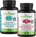 ForestLeaf Riboflavin & Magnesium Migraine 补充剂 - Riboflavin 400mg 头痛救济剂 - Ultimate Magnesium Glycnit Bundle 与 B2 维生素 400mg 头痛 Migraine 救济剂 Capsules