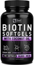 Zeal Biotin 10000mcg 与有机椰油软胶 → 维生素 Biotin 补充 → 毛皮和钉子 女性和男性维生素 → 6 mo 供应 - 180 Gel Capsules