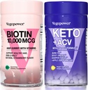 Biotin hair growth Vitamins + Premium Keto Pills + 支持健康皮肤和钉子以及利用脂肪获得Ketosis的能源, bost Energy & Focus + 支持非GMO Vegan 补充品