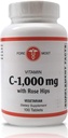 综合健康 维生素C配有玫瑰HIPS1000mg片,维生素C片配有促进豁免,保持最佳血压,以及更健康的炎症反应,100片
